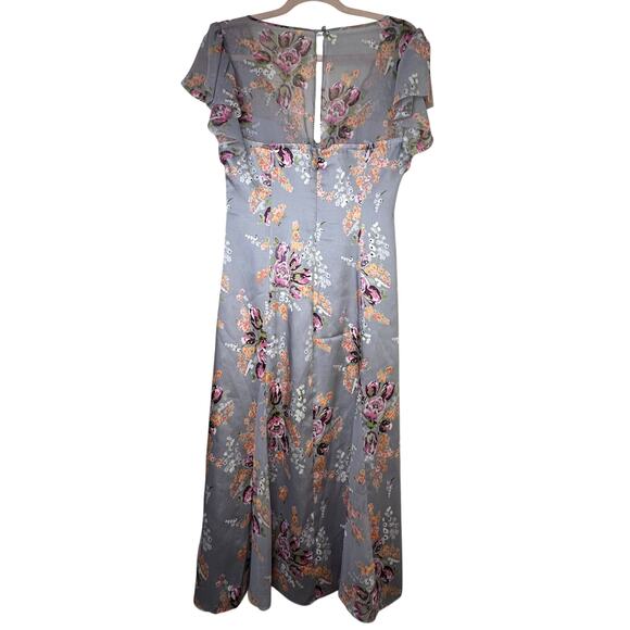 Sz 8 Cinq à Sept Terrence Satin Floral Midi Dress Cocktail Wedding Guest Romance - Picture 8 of 11